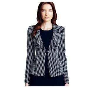 Armani Collezioni Womens Jacket Blazer Size 8 US 44 IT One Button Knit Navy Blue